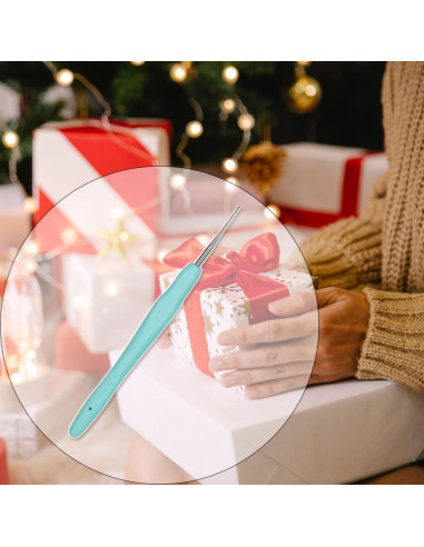 Gancho de Crochet QLRFFLJOY 0.5mm Aluminio Verde Azulado