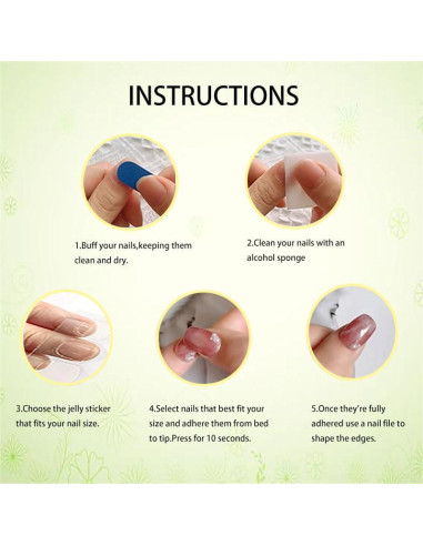 Uñas Postizas Cuadradas HUIYUNTIAN Bambú Verde 40 Piezas