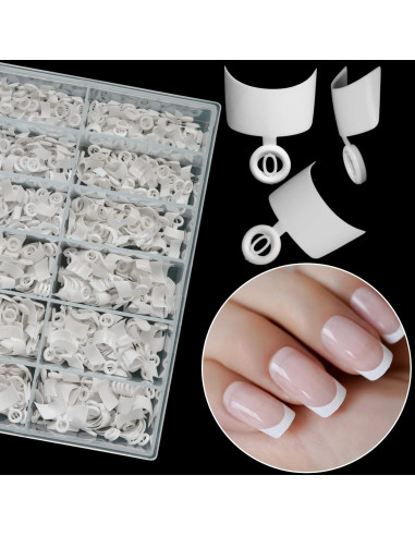 Ranrose 600PCS Uñas Postizas Cortas Francesas Blancas