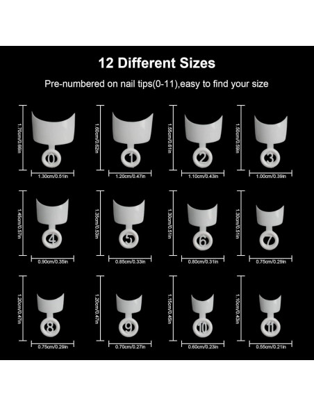 Ranrose 600PCS Uñas Postizas Cortas Francesas Blancas