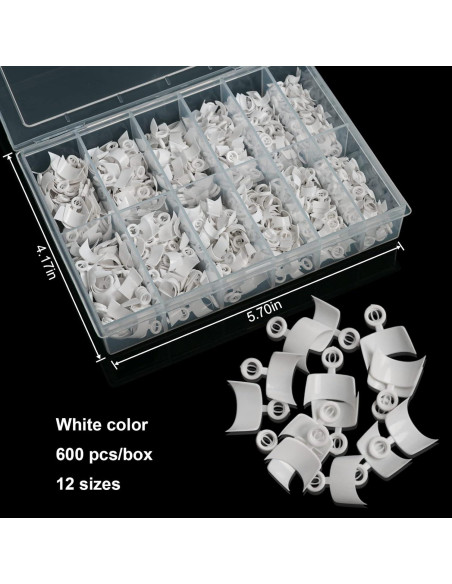 Ranrose 600PCS Uñas Postizas Cortas Francesas Blancas