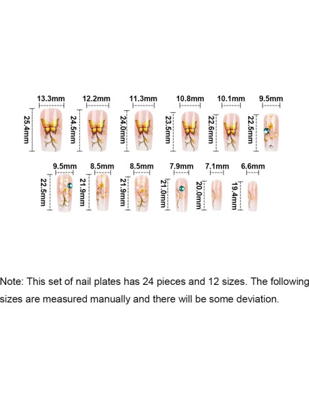 Uñas Postizas Acrílicas NGMATY Mariposas del Campo 3D