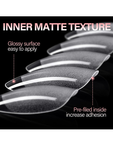 Tips de Uñas Falsas AILLSA Almendra Cortas 504pcs con Caja