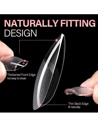 Tips de Uñas Falsas AILLSA Almendra Cortas 504pcs con Caja