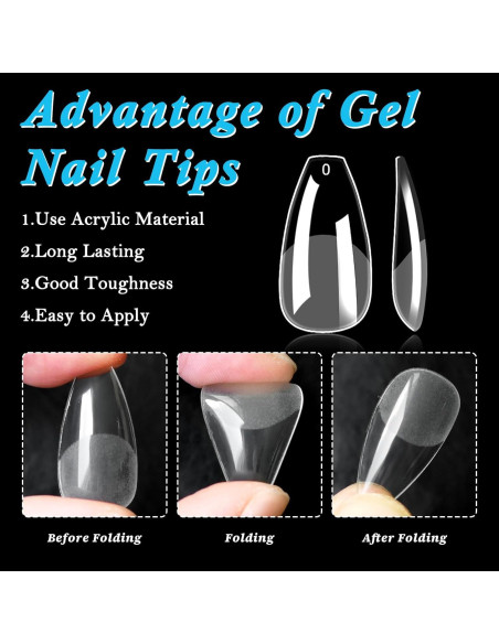 Uñas Falsas Transparentes LoveOurHome en Forma de Ataúd 420pc