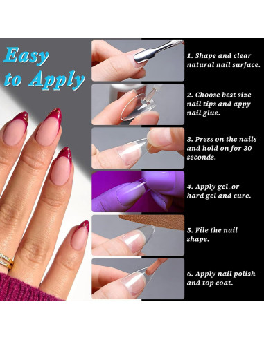 Uñas Falsas Transparentes LoveOurHome en Forma de Ataúd 420pc