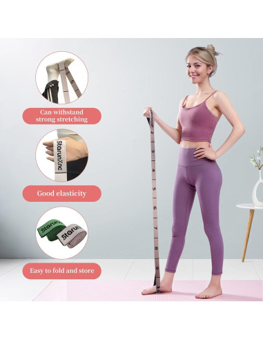 Correa de Estiramiento de Yoga StarunXnc 120cm Rosa Verde