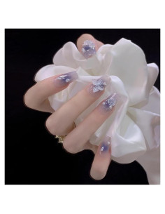 Uñas Postizas Cuadradas Reutilizables HUIYUNTIAN - Mariposas Aurora