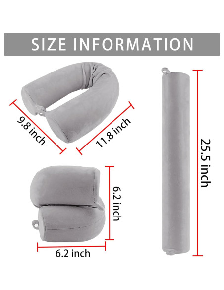 Almohada de Viaje PG6 Espuma con Memoria Ajustable Gris