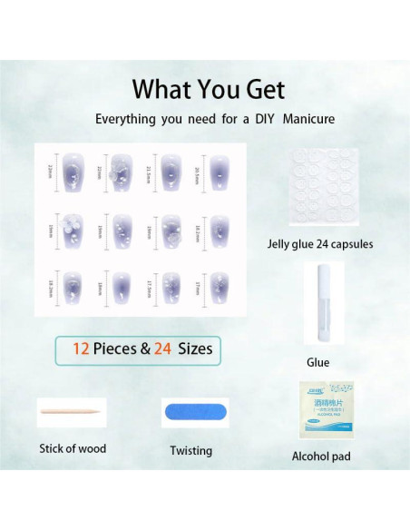 Uñas Postizas Cuadradas Reutilizables HUIYUNTIAN - Mariposas Aurora Uñas Postizas Cuadradas Reutilizables HUIYUNTIAN - Mariposas Aurora