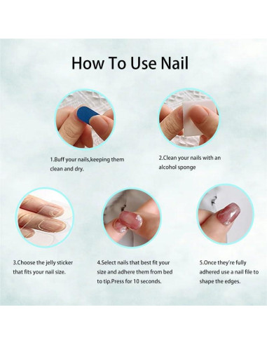 Uñas Postizas Cuadradas Reutilizables HUIYUNTIAN - Mariposas Aurora