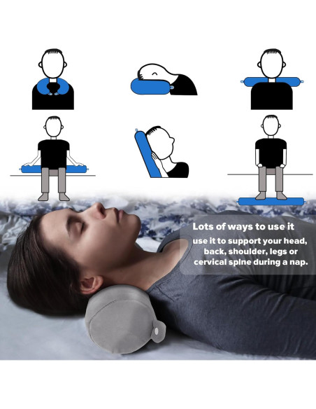 Almohada de Viaje PG6 Espuma con Memoria Ajustable Gris