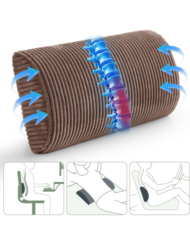 Almohada Lumbar HIGOGOGO Espuma Viscoelástica Marrón 50x25 cm
