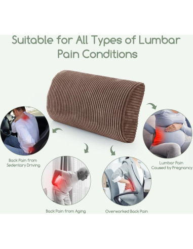 Almohada Lumbar HIGOGOGO Espuma Viscoelástica Marrón 50x25 cm