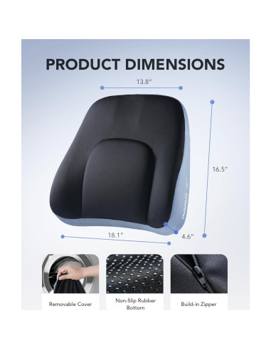 Almohada Lumbar HUANUO Espuma Viscoelástica Ajustable Negra