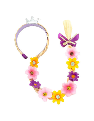 Peluca de Princesa Rapunzel para Niñas con Diadema y Tiara