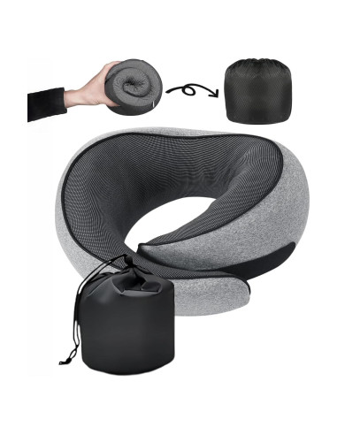 Almohada de viaje SZXYX 100% espuma viscoelástica gris