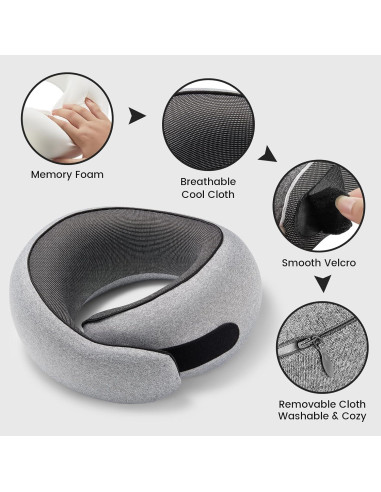 Almohada de viaje SZXYX 100% espuma viscoelástica gris