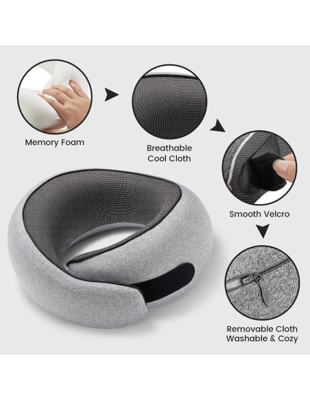 Almohada de viaje SZXYX 100% espuma viscoelástica gris Almohada de viaje SZXYX 100% espuma viscoelástica gris