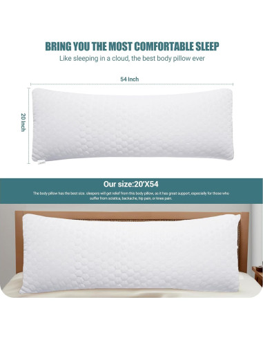Almohada Corporal Completa Yuexiu 50.8x137.2 cm con Funda Blanca