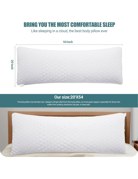 Almohada Corporal Completa Yuexiu 50.8x137.2 cm con Funda Blanca