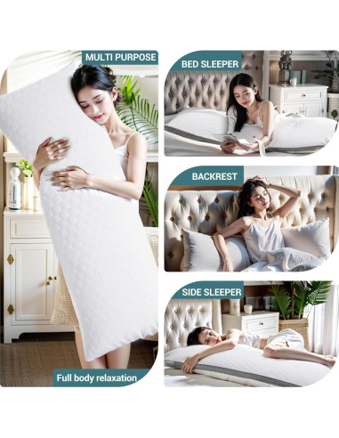 Almohada Corporal Completa Yuexiu 50.8x137.2 cm con Funda Blanca