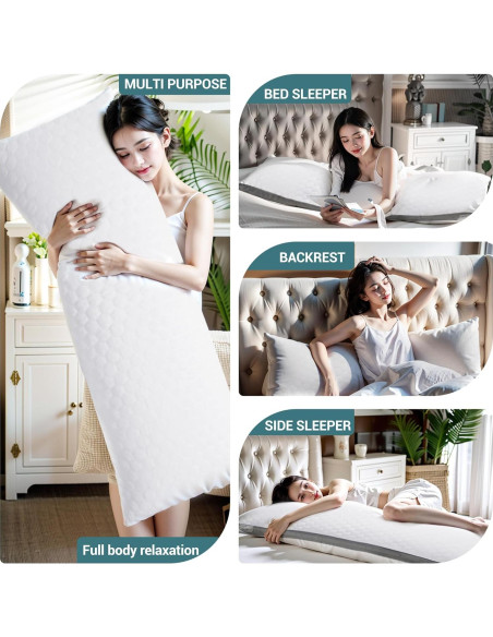Almohada Corporal Completa Yuexiu 50.8x137.2 cm con Funda Blanca