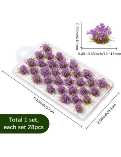 Caja 32Pcs Miniaturas Grama Tufts SOFPLATE Nylon Azul 1.1-1.6cm 2