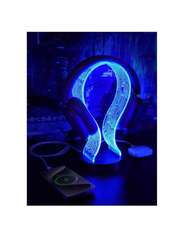 Soporte para Auriculares CoolGift Mart con Iluminación LED y Carga USB