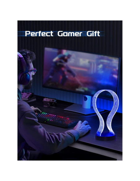 Soporte para Auriculares CoolGift Mart con Iluminación LED y Carga USB