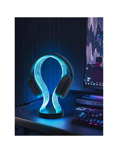 Soporte para Auriculares CoolGift Mart con Iluminación LED y Carga USB