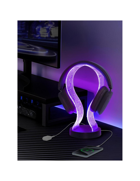 Soporte para Auriculares CoolGift Mart con Iluminación LED y Carga USB