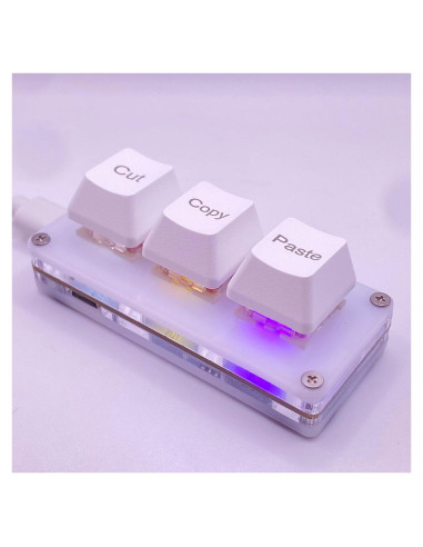 Teclado Mini Mecánico BTXETUEL Blanco 3 Teclas Cortar Copiar Pegar