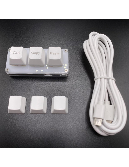 Teclado Mini Mecánico BTXETUEL Blanco 3 Teclas Cortar Copiar Pegar