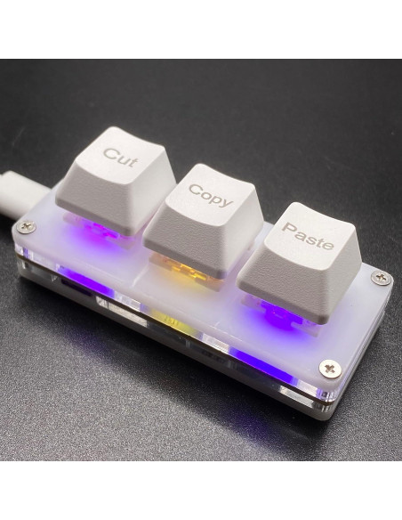 Teclado Mini Mecánico BTXETUEL Blanco 3 Teclas Cortar Copiar Pegar