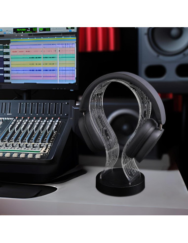 Soporte para Auriculares Lampeez con Luz LED y Carga USB