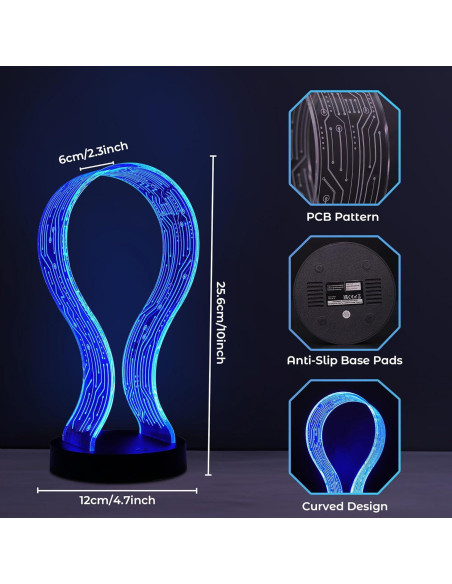 Soporte para Auriculares Lampeez con Luz LED y Carga USB