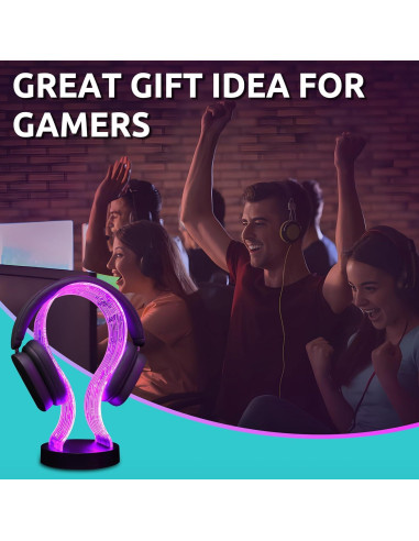 Soporte para Auriculares Lampeez con Luz LED y Carga USB