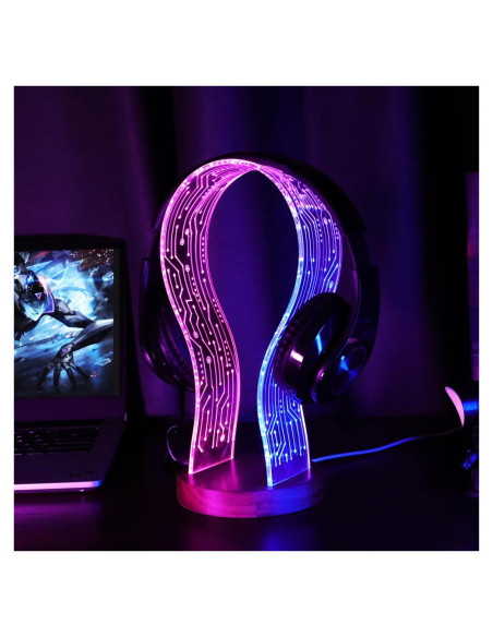 Soporte para Auriculares Iluminado CoolGift Mart Nogal LED
