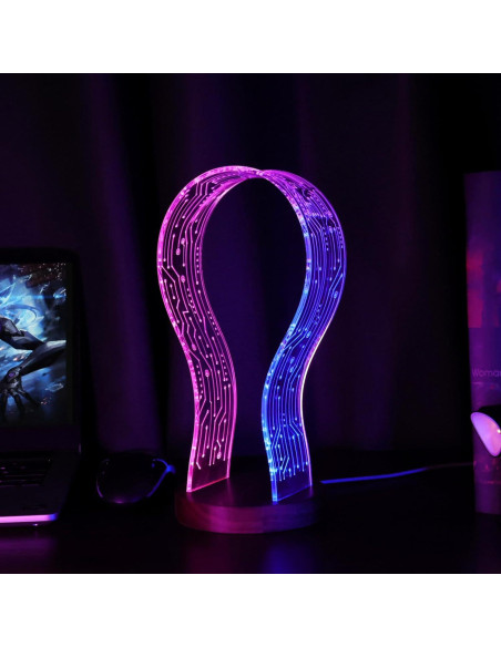Soporte para Auriculares Iluminado CoolGift Mart Nogal LED