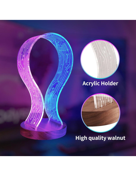 Soporte para Auriculares Iluminado CoolGift Mart Nogal LED