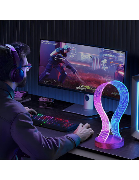 Soporte para Auriculares Iluminado CoolGift Mart Nogal LED