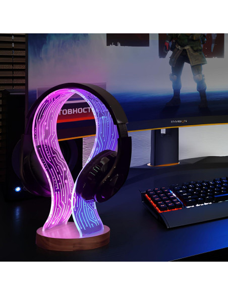 Soporte para Auriculares Iluminado CoolGift Mart Nogal LED