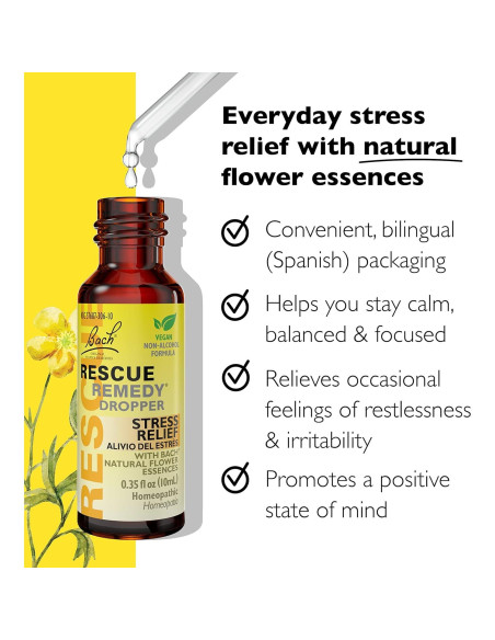 Bach Rescue Remedy Gotas 10mL - Alivio Natural Estrés Vegano