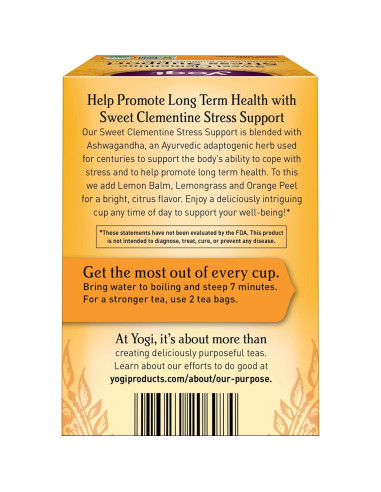 Té Herbal Yogi Dulce Clementina 64 Bolsitas - Apoyo al Estrés