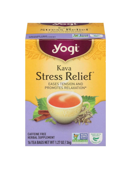 Té Yogii Kava Alivio del Estrés Orgánico 16 Bolsitas Sin Cafeína