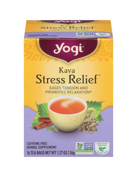 Té Yogii Kava Alivio del Estrés Orgánico 16 Bolsitas Sin Cafeína