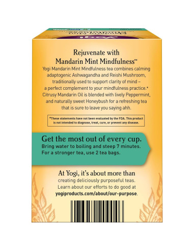 Té Herbal Orgánico Yogi Mandarina Menta - 96 Bolsitas