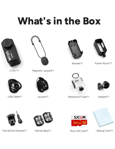 Cámara de Acción SJCAM C110Plus 4K Pocket Magnética Negra