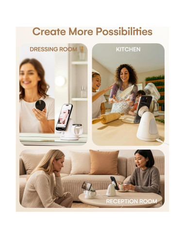 Estación de Carga Inalámbrica 4 en 1 ZeeHoo con Luz LED